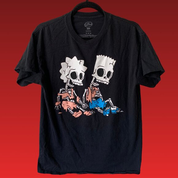 The Simpsons Treehouse of Horror T-Shirt M Skeleton Bart Lisa Halloween Graphic - Picture 1 of 4